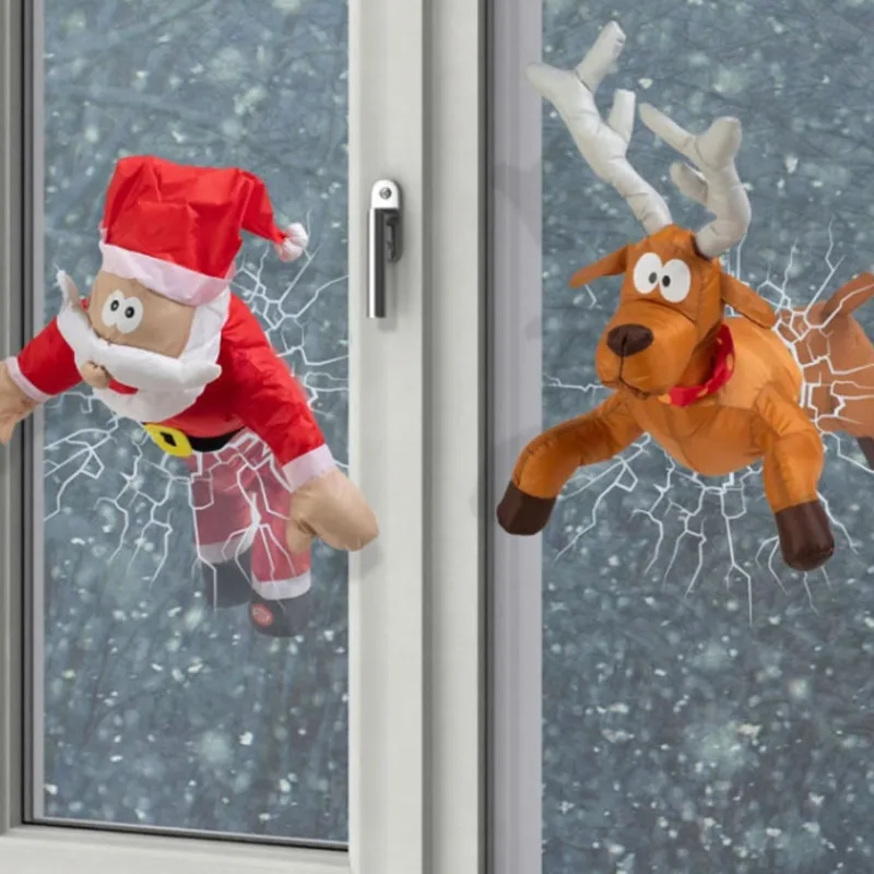 

Crashing Santa And Reindeer Animated Window Prop Christmas Holiday Decoration For Home Porch Yard Display For Families And Kids