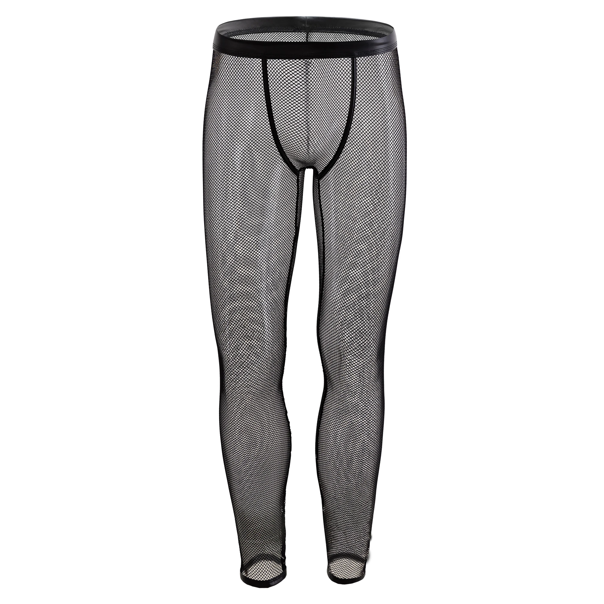 

Мужские пижамы, сексуальная ажурная ночная рубашка, сетчатые длинные брюки для отдыха, ажурные эротические штаны для сна для геев, фетиш-одежда, прозрачные леггинсы