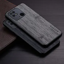Case for Xiaomi Redmi 10C 10A NFC funda bamboo wood pattern Leather phone cover Luxury coque for xiaomi redmi 10c case capa