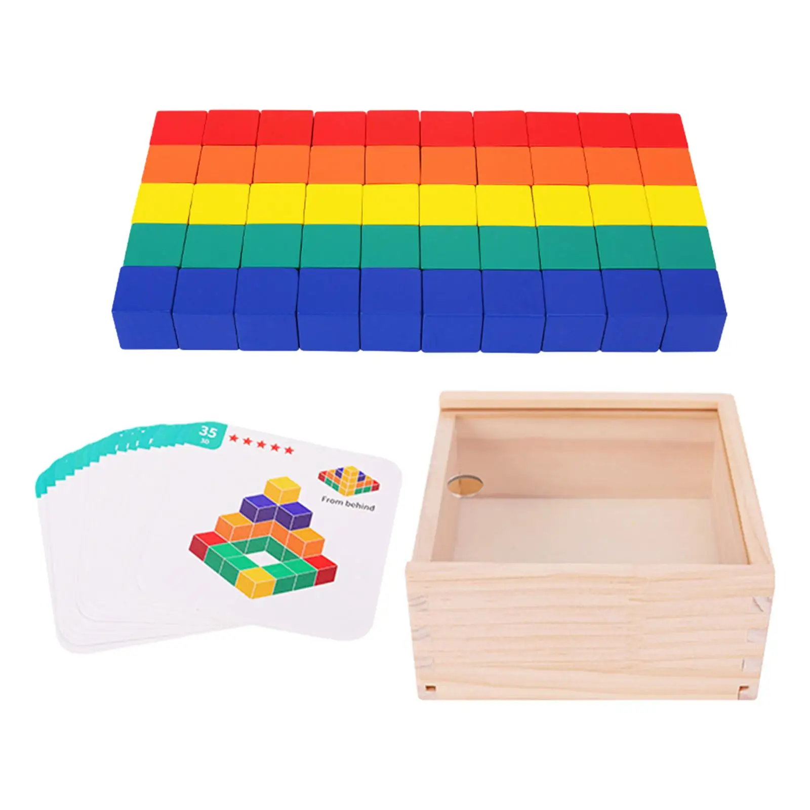 Wooden Colors Cube Multicolor Wooden Blocks for Preschool Toddlers Boy Girls