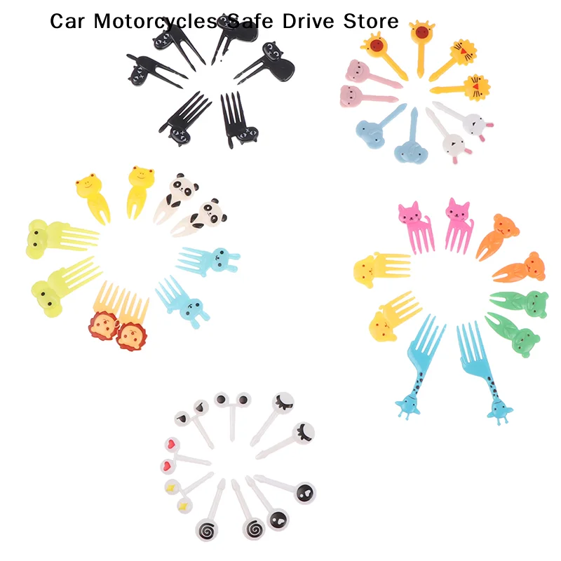 6/10/16pcs Mini Fruit Forks For Children Kids Cute Snack Food Picks Toothpicks Bento-Box Accessories Silicone Lunch Box Dividers