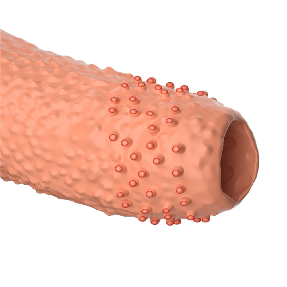 Silicone Penis Extender Condom Reusable Dildo Sleeve Glans Delay Ejaculation Cockring No Vibrator Adult Sex Toys For Men Couples view 5