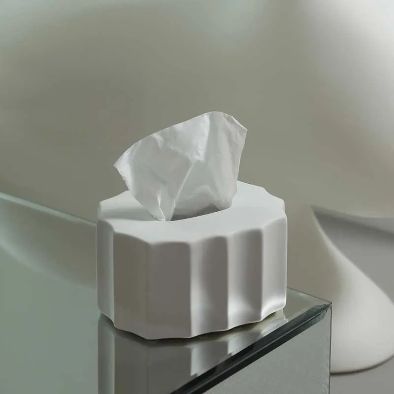Cream Style Modern Simple Ceramic Tissue Box Ornament Living Room Coffee Table Carton Creative Napkin Carton Ornament