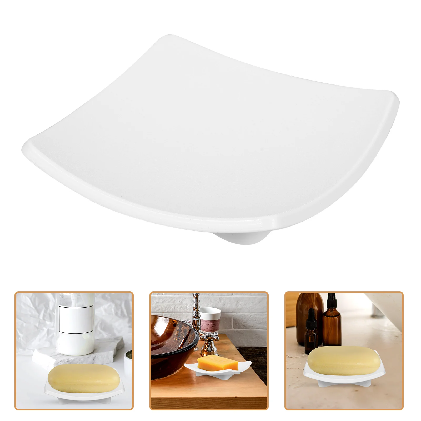 

Reusable ABS Soap Dish for Bathroom Decorative Purple Arc Design Nonslip Bottom Bar Soap Holder Shower Storage Solution