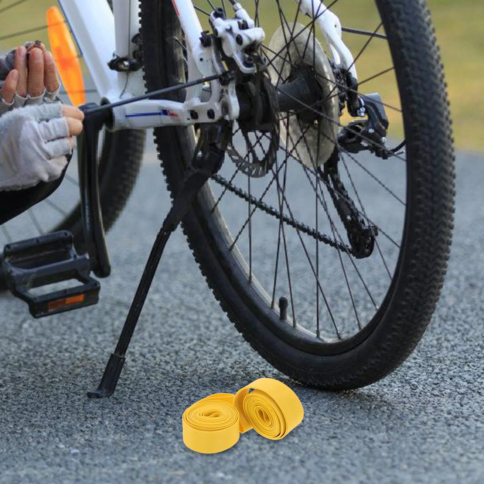 

2pcs Puncture Proof Tire Liner Yellow, Bike Tube Protector For Road Mountain Bikes, Durable Wheel Liner Frame Protector, Flat