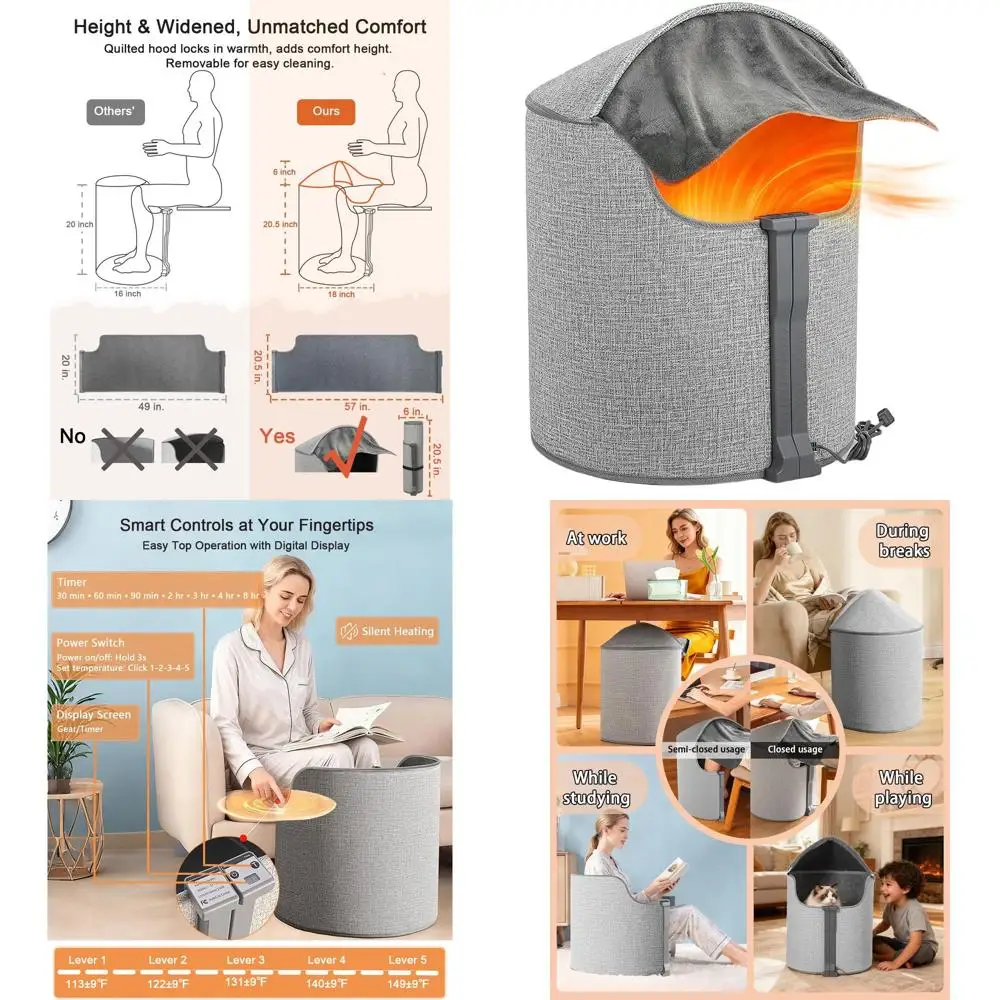 

Portable Quiet Desk Heater: Fast Warmth for Office & Home, 5 Temperatures, 7 Timers, Auto-Off