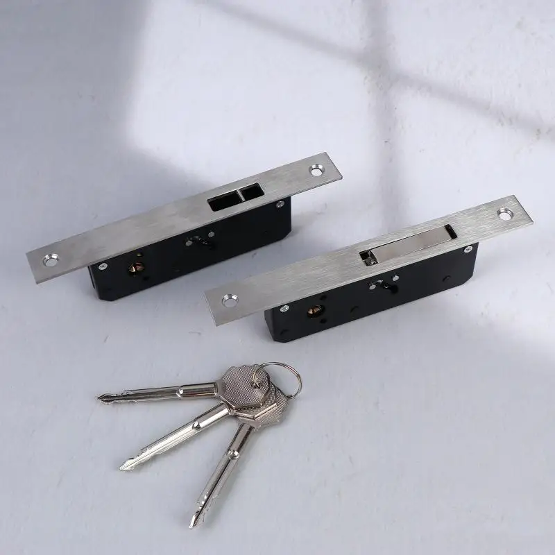 Sliding Door Hook Lock Aluminum Alloy Window Locks Anti-Theft Safety Wood Gate Floor Lock With 3 Cross Keys