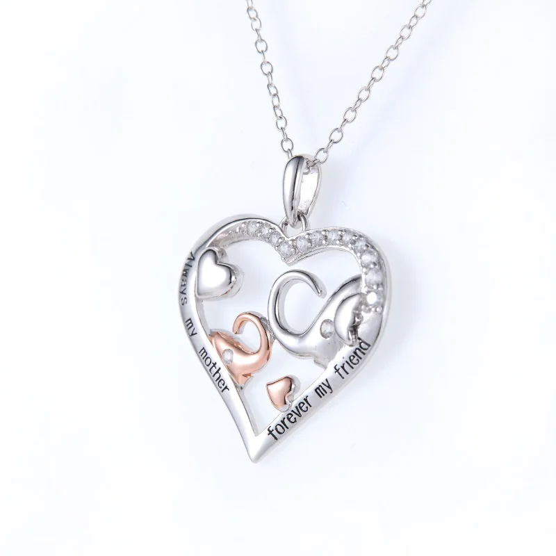 

High Quality Mothers Day Gift CZ Zircon Chain Romantic Heart 925 Sterling Silver Luxury Women Pendant Necklace