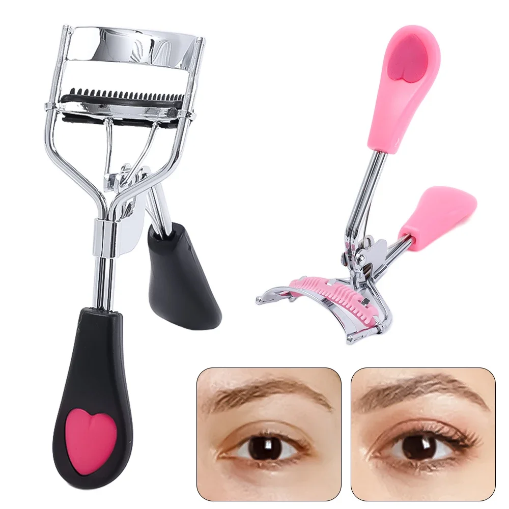 Stainless Eyelash Clamp Comb Curl Lady Professional Eyelash Curler with Comb Tweezers Curling Natural Novice Eyelid Makeup Tools