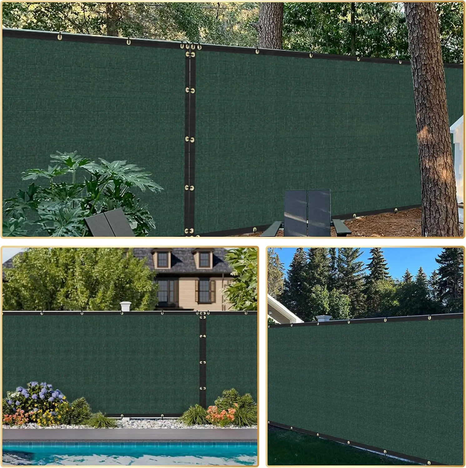 Privacy Fence Screen 5' X 50' Fencing Cover Heavy Mesh Windscreen Cloth for Outdoor Garden Patio Backyard Fence Green