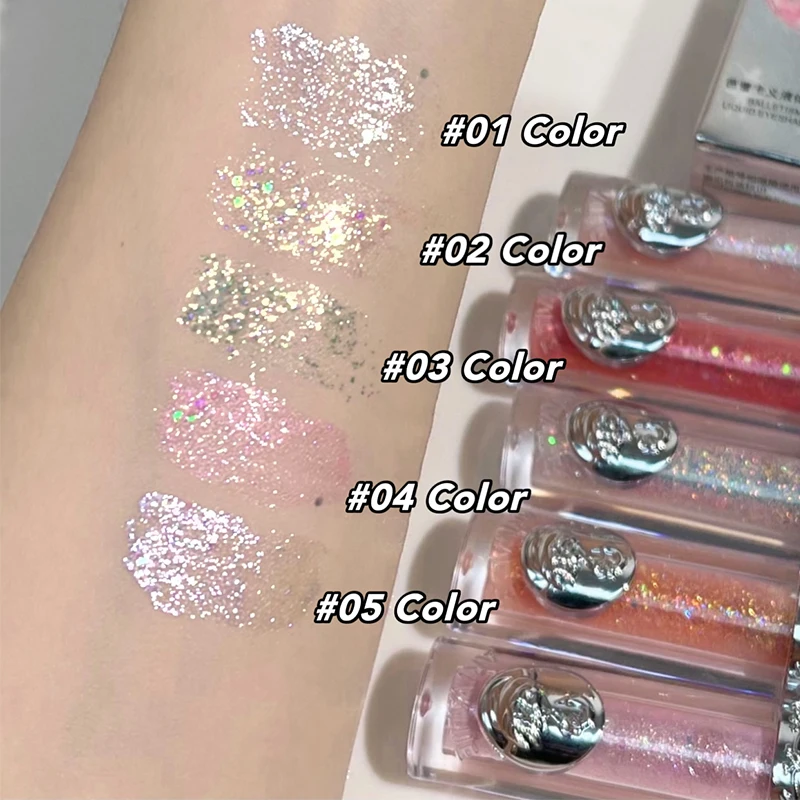 Glitzernder flüssiger Lidschatten, perliger Schimmer-Textmarker, wasserdicht, feiner, glänzender rosa Lidschatten, koreanischer, bezaubernder Augen-Make-up-Illuminator