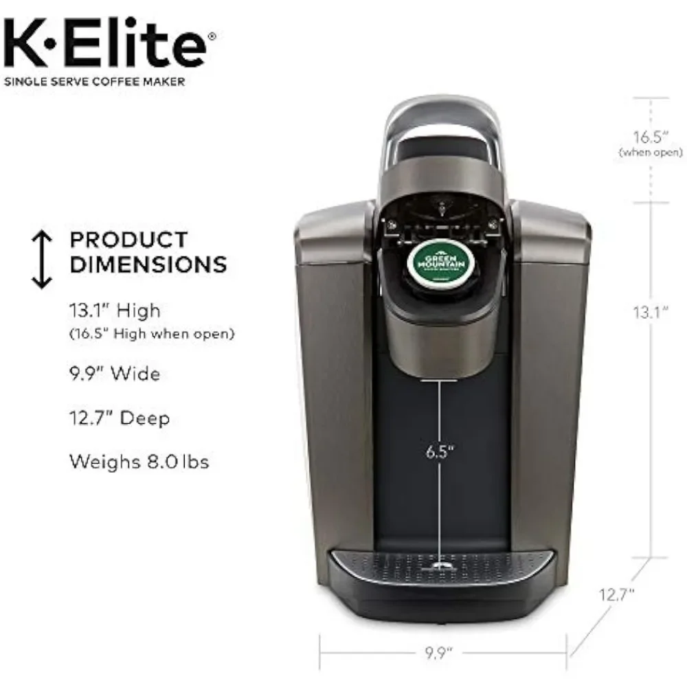 Keurig K-Elite جهاز صنع الكوب الفردي ، وآلة صنع القهوة ، وصلصة ناعمة ، 12 أونصة. حجم الشراب