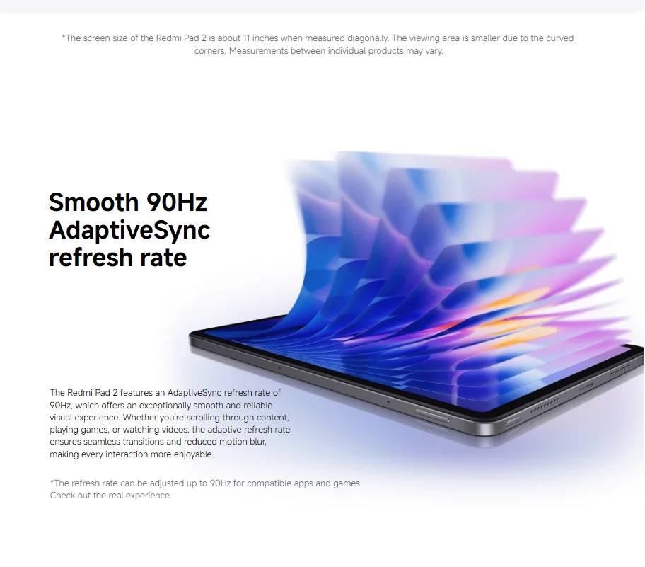 Xiaomi Redmi Pad 2 WIFI، 11 بوصة، 90 هرتز، MediaTek Helio G100-Ultra، كاميرا 8 ميجابكسل، 9000 مللي أمبير #6