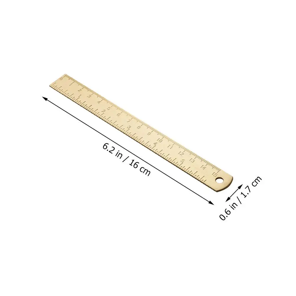 2Pcs Brass Ruler Bookmark Vintage Straight Portable Study Supply Drawing Accessory Multi function Long Serving Life