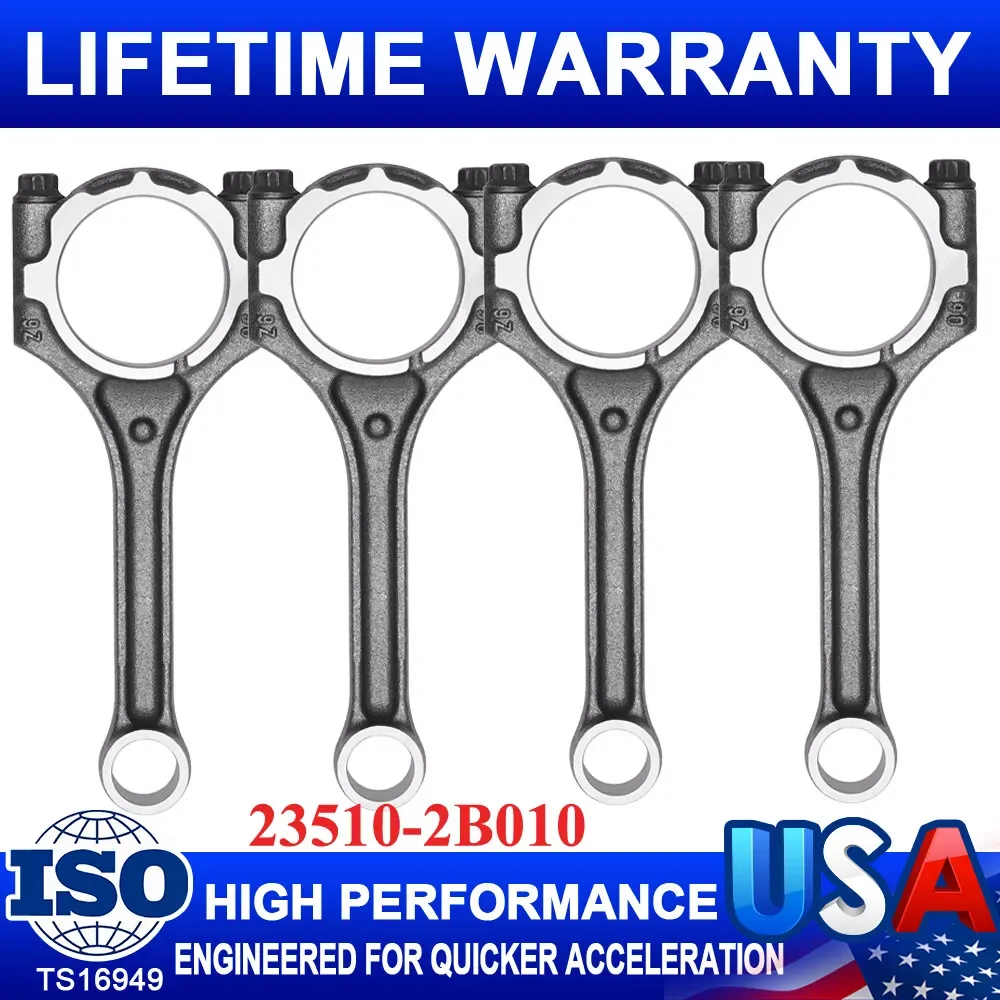 4x Connecting Rod Fits For 10-18 Kia Soul Rio Hyundai Veloster 1.6L 23510-2B010