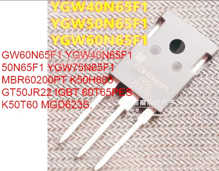 5pcs Original YGW60N65F1 YGW40N65F1 50N65F1 YGW75N65F1 MBR60200PT K50H603 GT50JR22 IGBT 60T65PES K50T60 MGD623S,