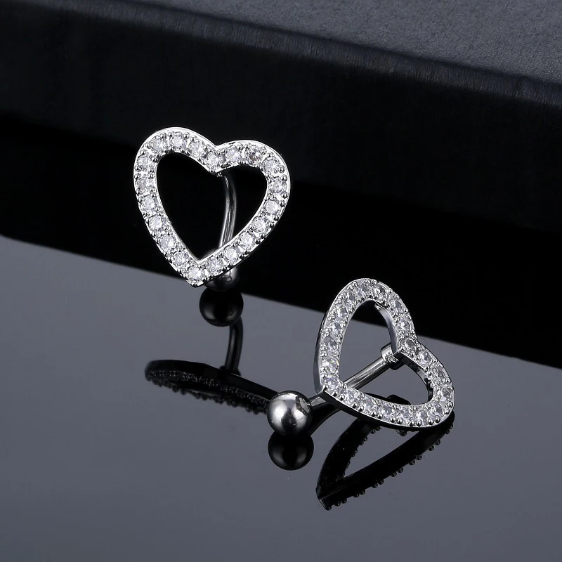 1Pc Heart Belly Button Ring Navel Piercing Ring Cooper Belly Button Piercing Ring JewelryNavel Pircing Umbilical Pircing Ring.