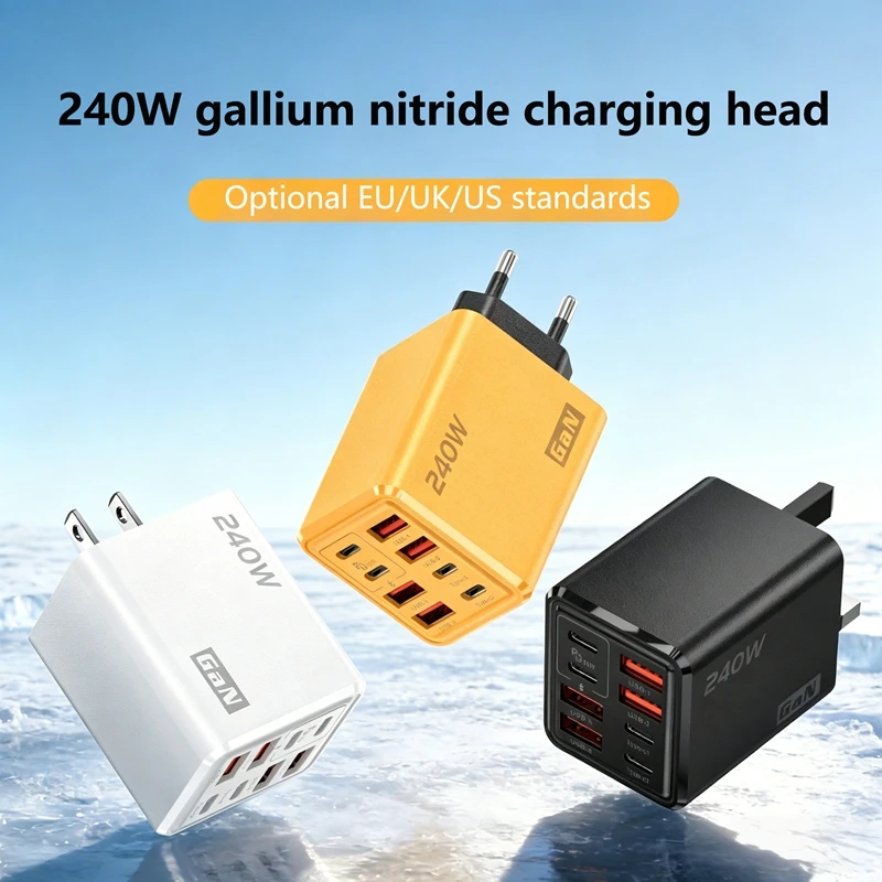 240W GaN Charger 8-Port USB Fast Charger Block 4A4C Multi-Port Charging Station with Intelligent Temp Control 100-240V Charger - view 3