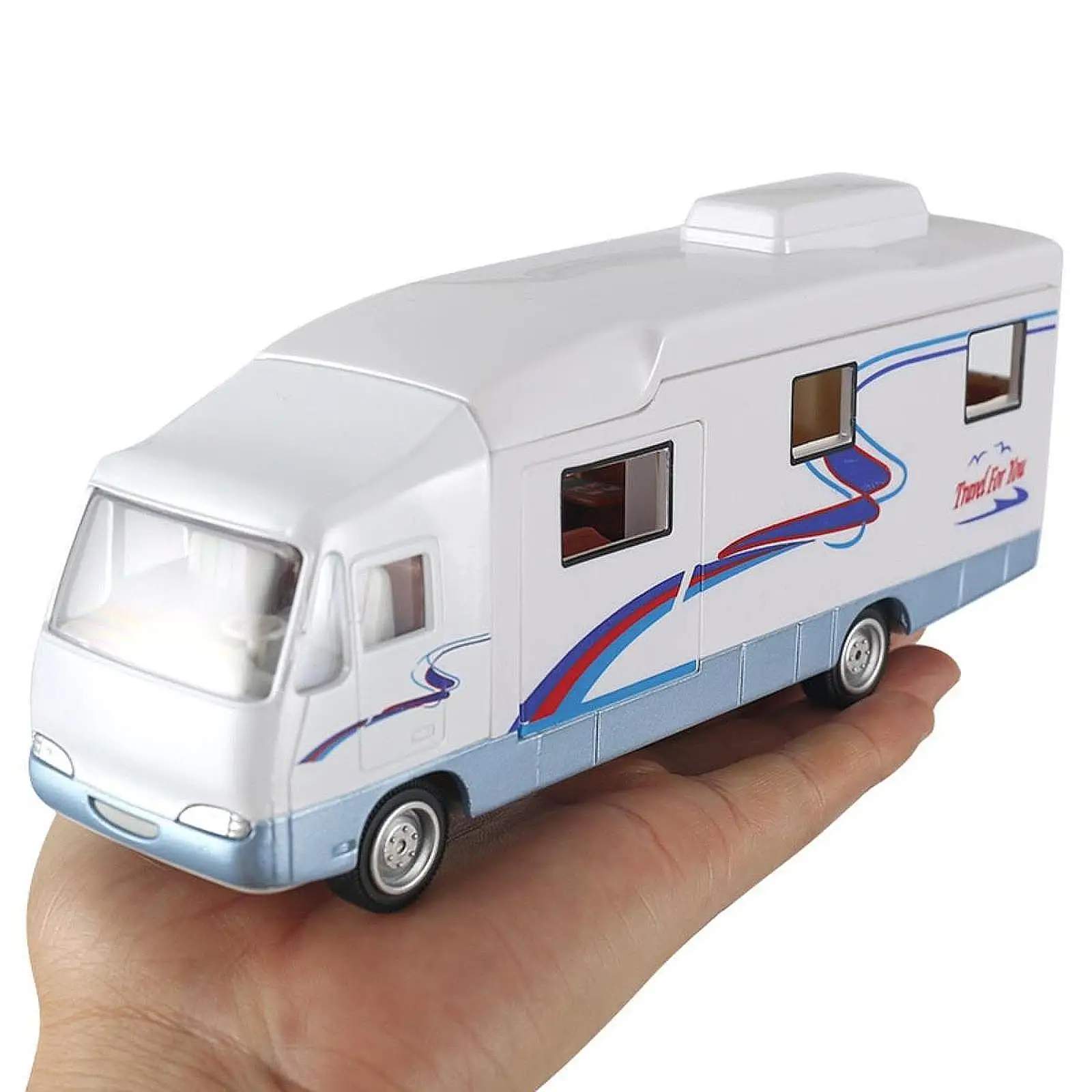 Legering RV Model Mini RV Model Auto Speelgoedauto Camper Speelgoed Miniatuur Trek RV Speelgoed Afneembare te openen deur voor kinderen Jongens Cadeau