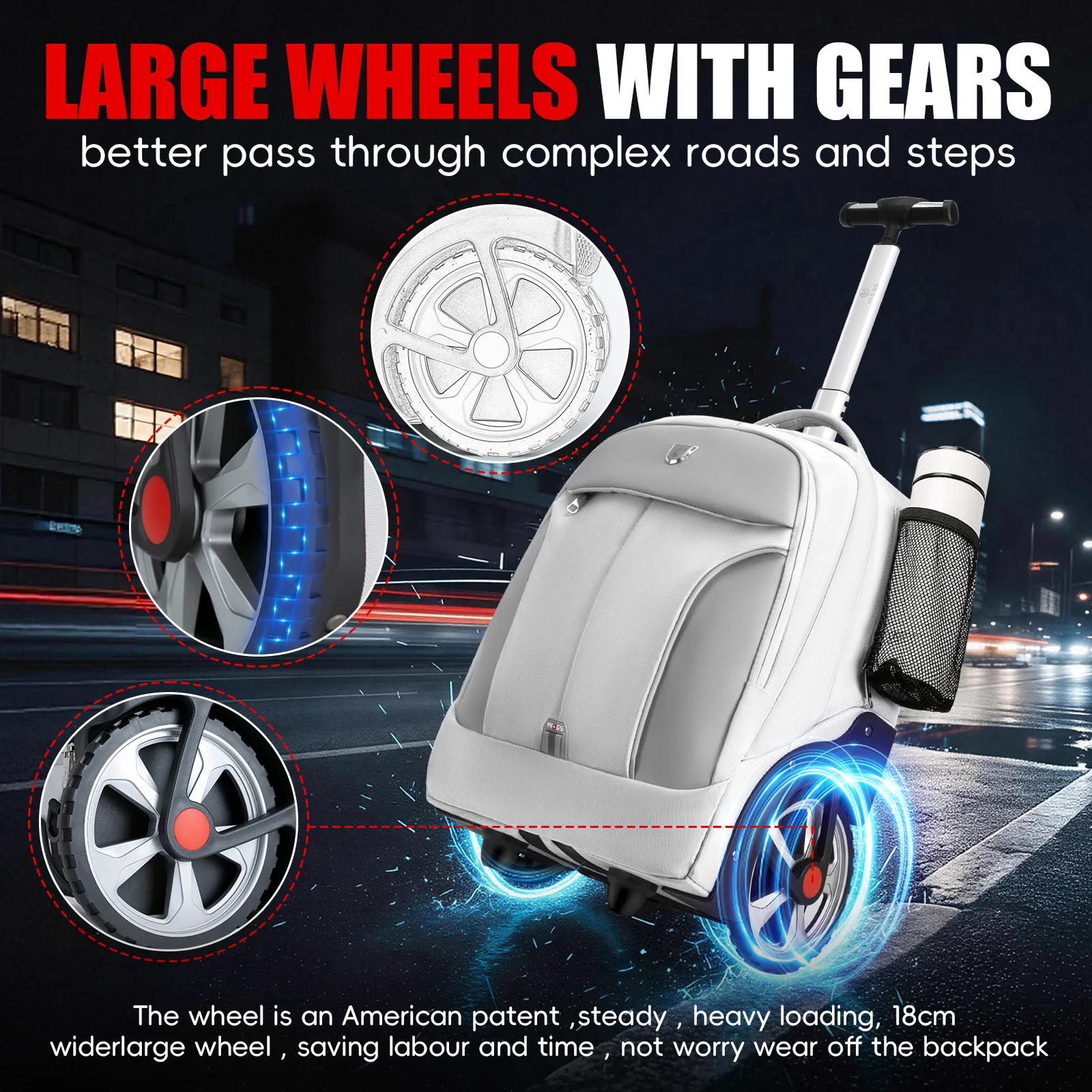 Rolling Luggage Backpack With Wheels Travel Suitcases Trolley Bags Multifinonal Laptop Carry on Backpack for Business Travel view 3