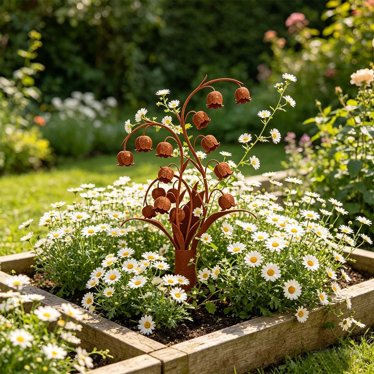 1Pc Wrought Iron Garden Decoration Stake, Lily-Of-The-Valley Shape Garden Decoration Stake, Outdoor Decoration, Garden Decoration, Suitable for Garden Stakes, to Be Inserted into Flower Beds, Lawns, or Flower Pots as an Artistic Embellishment. - view 2