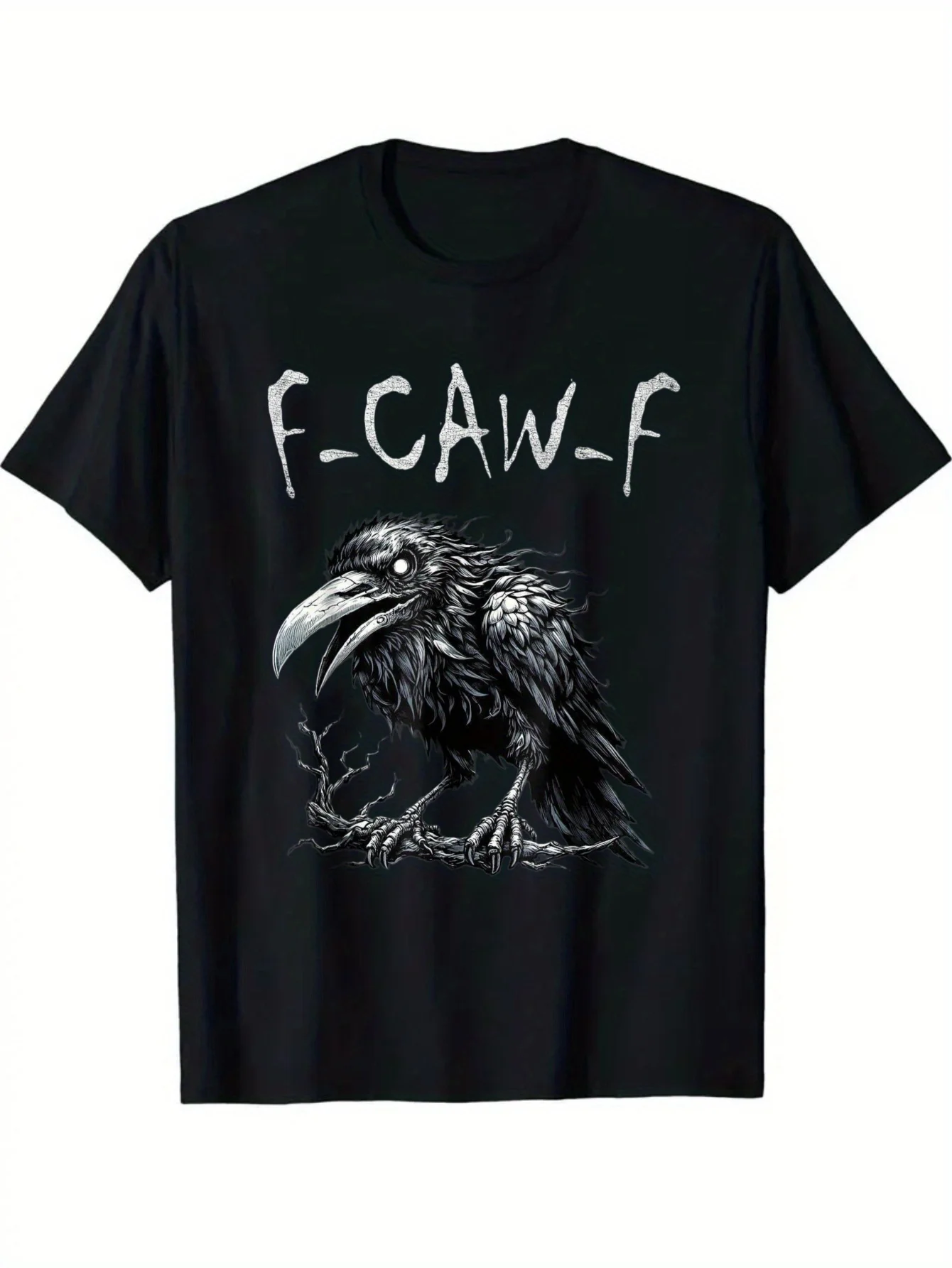 

Crow F-CAW-F Gothic T-Shirt - 180g Cotton, Men's Goth/Casual Streetwear All-Season Tee