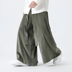 Men Corduroy Pants Loose Elastic Waist Streetwear Harem Pants Male Casual Jogging Wide Leg Pants Harajuku Style Men Sweatpants