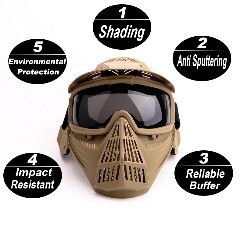 Airsoft Mask Full Face Military War Game Head Protective Mask High Strength Paintbal Tactical Full Cover Mask