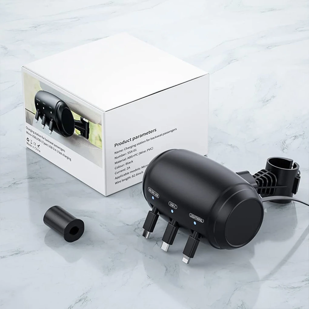 Telescopic Car Headrest Charger For Apple/Android/Type-C Devices Car Headrest Backseat Car Charging