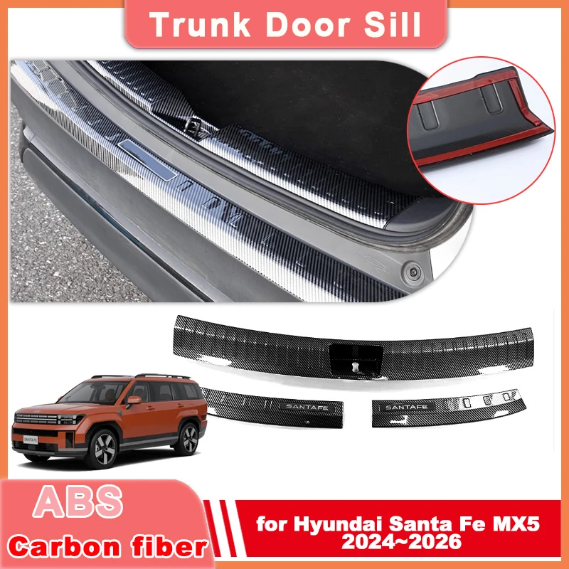 

Car Trunk Door Sill for Hyundai Santa Fe MX5 2024~2026 ABS Carbon Fiber Threshold Guard Plate Trim Strips Sticker Accessories