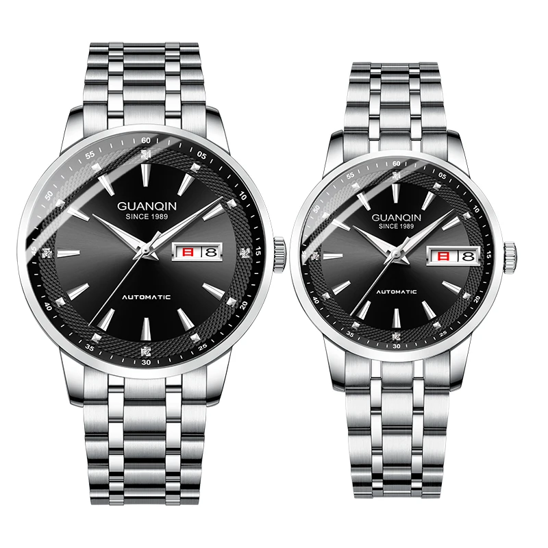 Guanqin tungsten steel watch, couple's fully automatic mechanical watch, men's watch, waterproof fashion, business trend watch