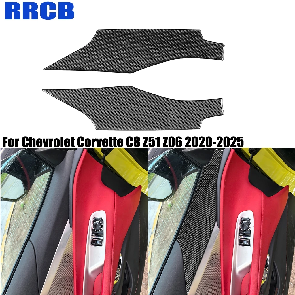 

For Chevrolet Corvette C8 Z51 Z06 2020-2025 Car Accessories Carbon Fiber Door Panel Decoration Interior Cover Stickers Auto Trim