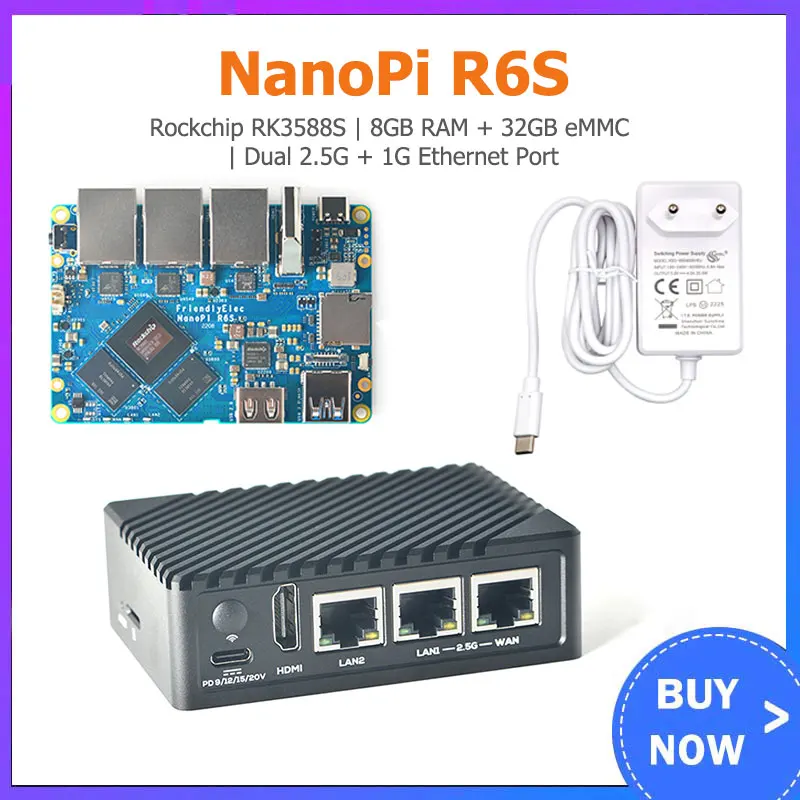 

NanoPi R6S Rockchip RK3588S NPU 6TOPs Dual 2.5G+Gigabit Mini Development Board OS Support Android/Ubuntu/FriendlyWrt