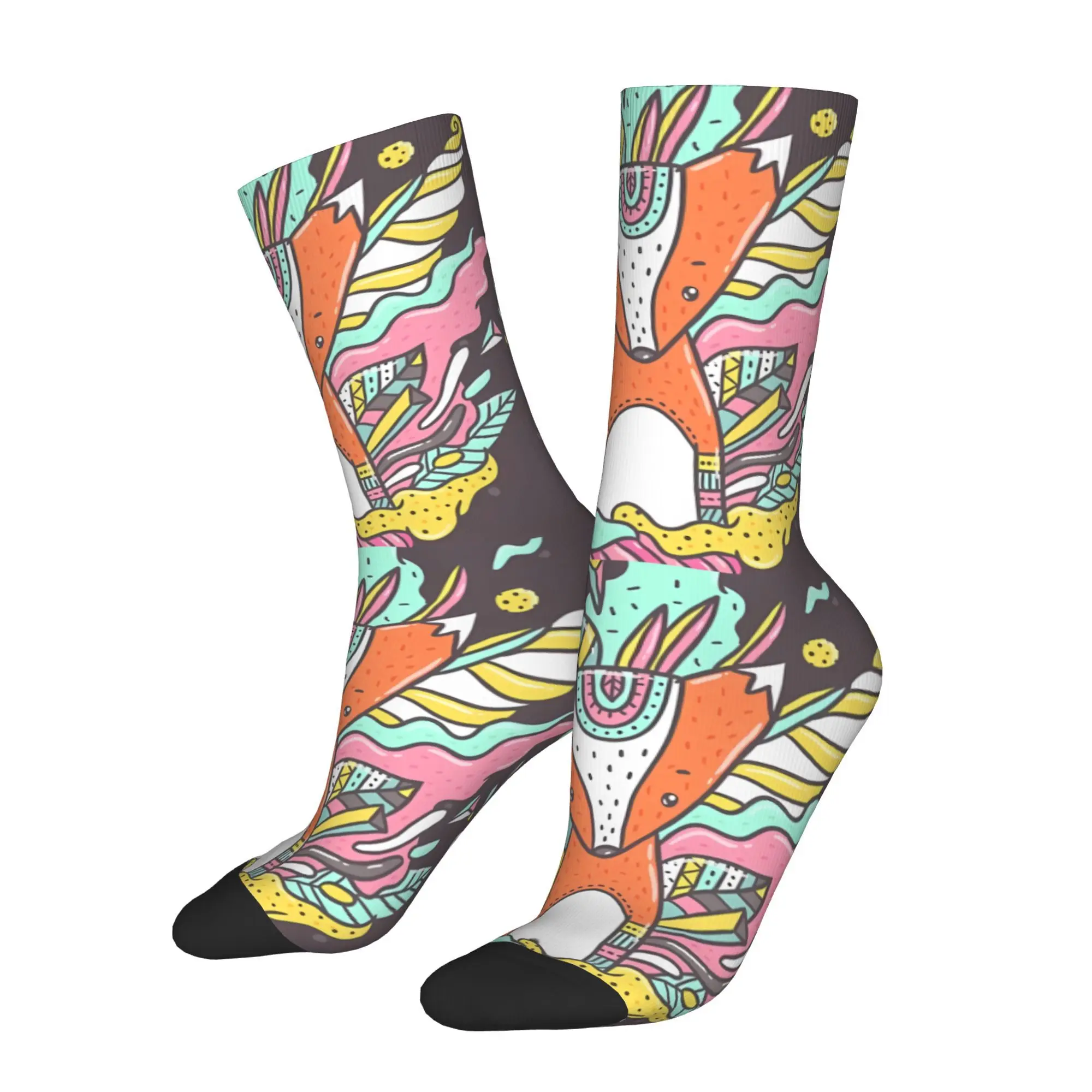 

Retro Abstract Fox Men's Socks Unisex Street Style Happy Crew Sock Gift