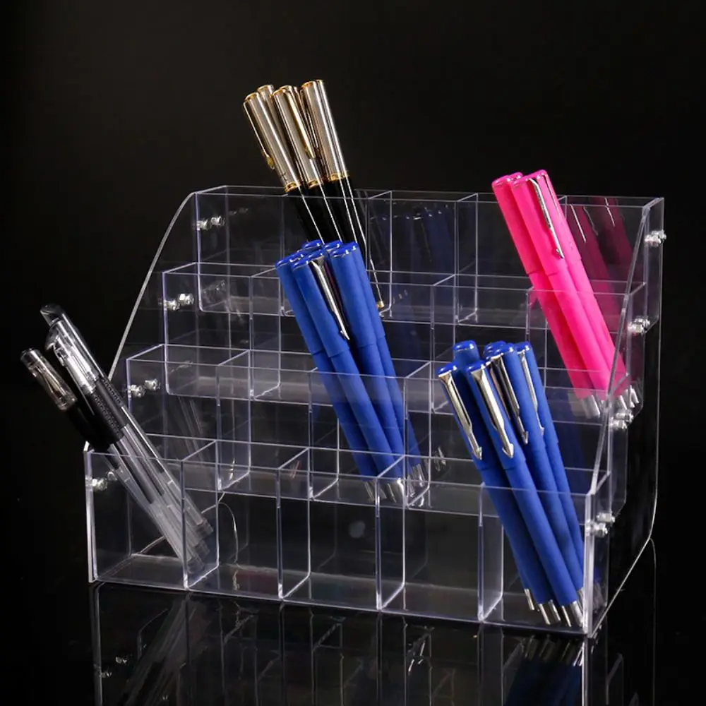 2/3/4/5 Layer Mark Pen Holder Transparent Large Capacity Makeup Brush Holder Multifunction Space-Saving Stationery Display Shelf