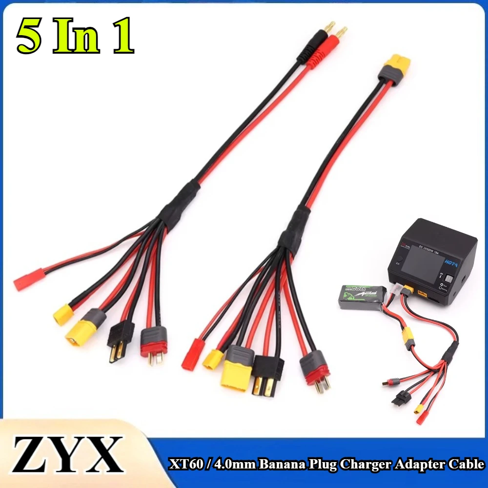 RC Charger Adapter Connector 5 In 1 Charger 4.0mm Banana XT60 XT30 TRX JST T Plug for RC Car Drone Imax B6 B6AC Battery Cable view 4
