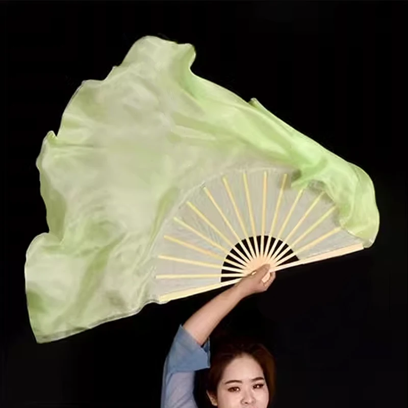 10-60cm Women Folk Dance Fan Half Circle Green Gradient Silk Veil Chinese Classical Dance Hand Fan Square Dance Yangko Fans