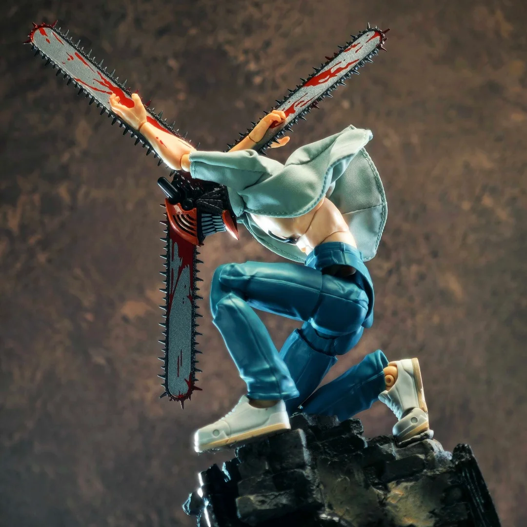 Chainsaw Man Shf Anime Handmade Clothes Denji White Shirt Built In Iron Wire Is Suitable for 1/12 Toy view 3