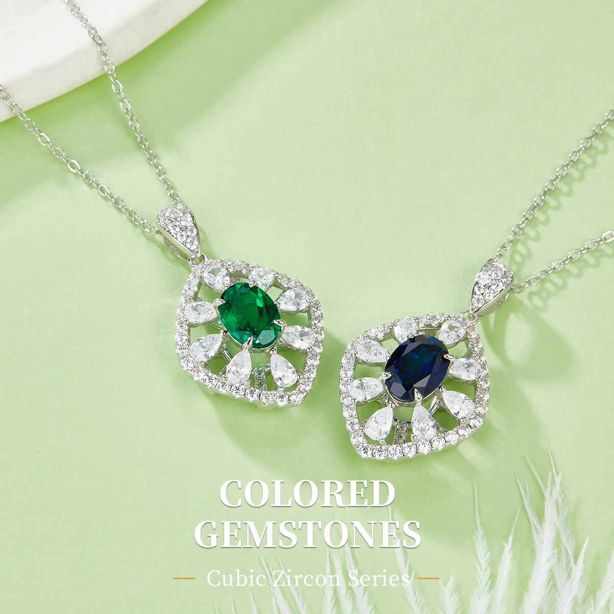 

Овальное культивированное сапфировое изумрудное серебро S925, легкое роскошное элегантное женское ожерелье, персонализированные модные свадебные украшения