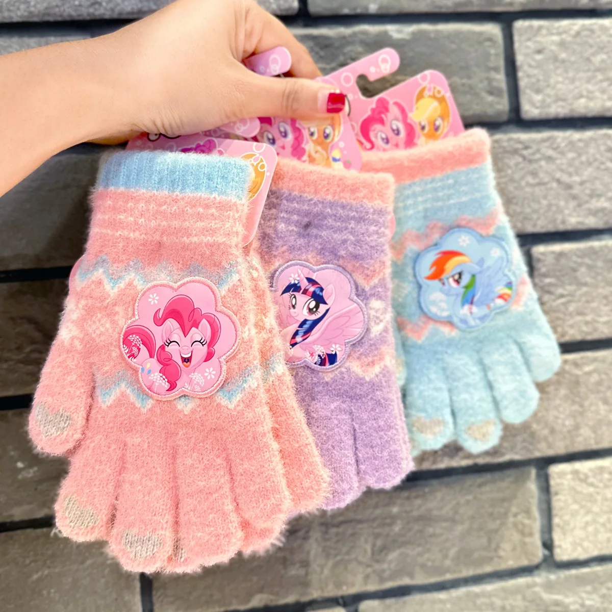 My Little Pony Kids Gloves Winter Girls Touchable Gloves Cute Warm Coldproof Five Finger Full Finger Gloves