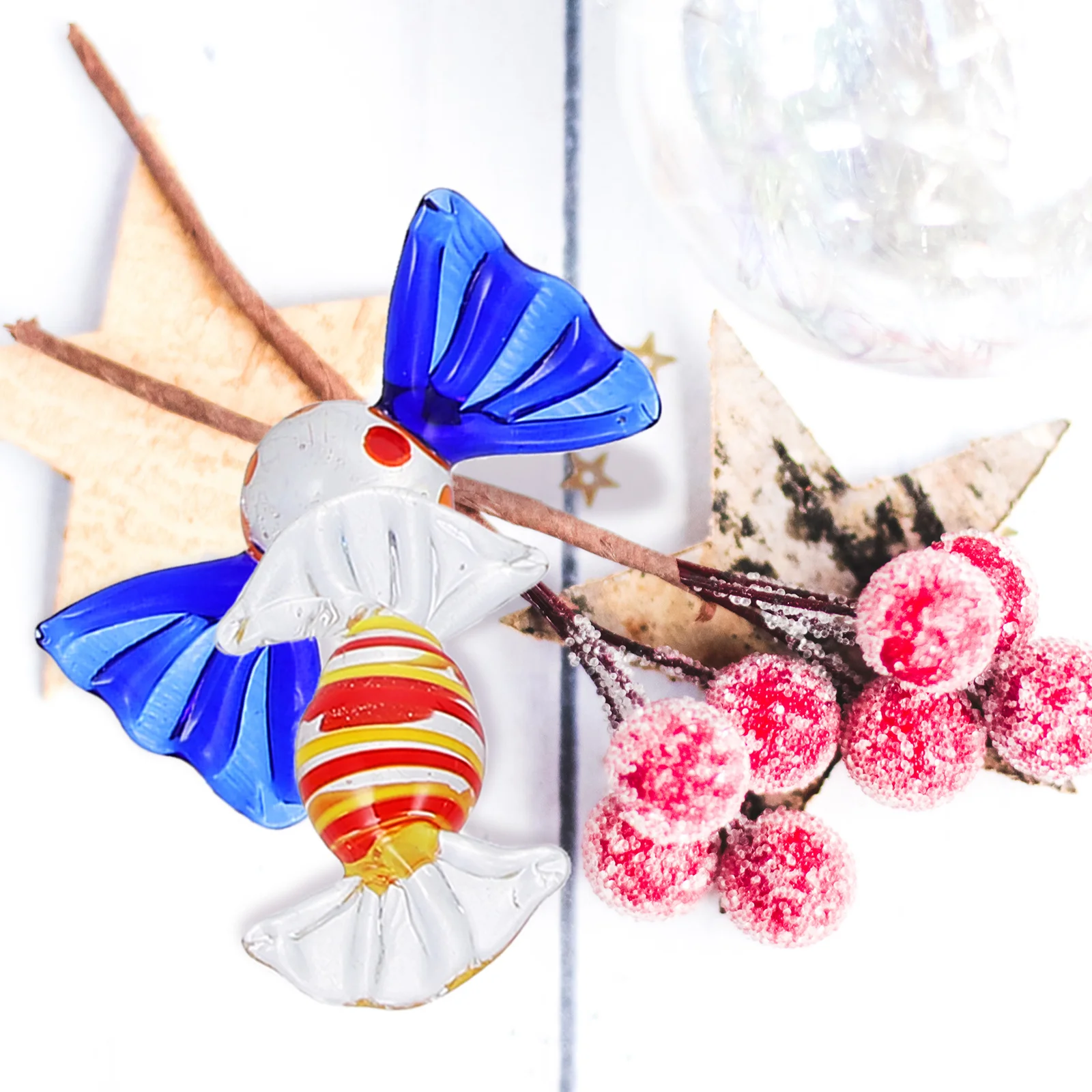 

12Pcs Colored Glass Candy Ornament Smooth Bottom Standing Decor for Interior Refreshing Sweet Home Decoration Glass