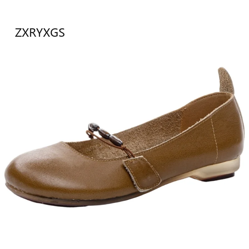 

ZXRYXGS Туфли на плоской подошве из воловьей кожи первого слоя, весна-лето 2023, легкая удобная обувь большого размера на мягкой подошве, женские туфли на плоской подошве