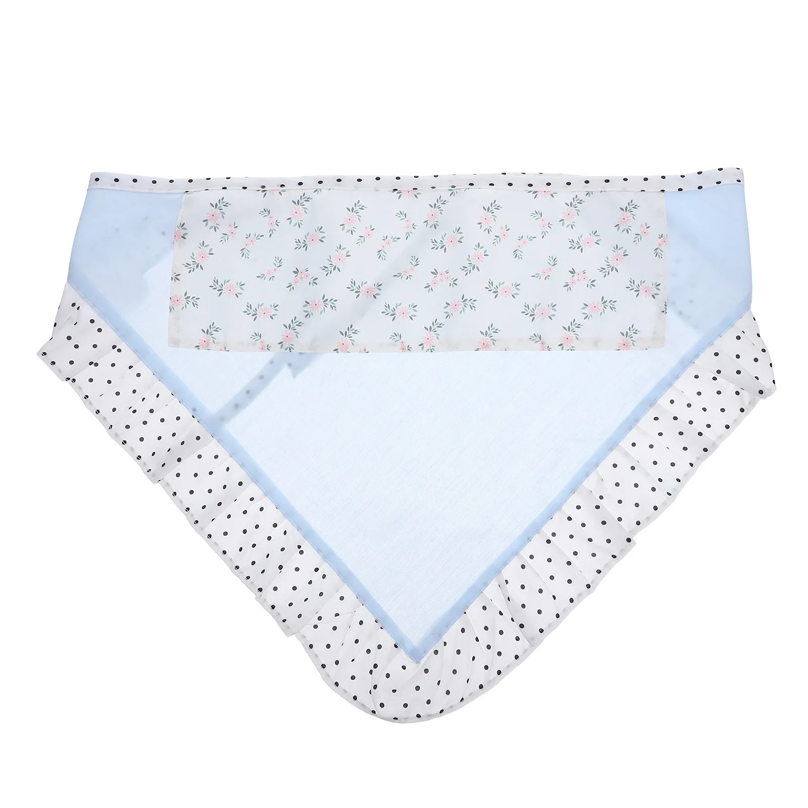Light Blue Floral Polka Dot Triangle Headscarf for Women Stylish Versatile Scarf for Casual Party Wedding Hawaiian Photo