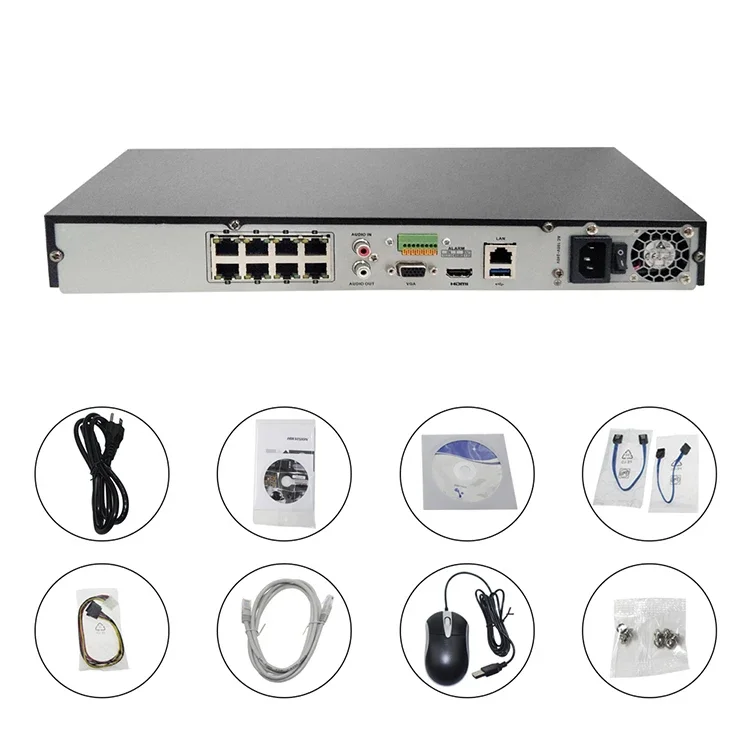 DS-7608NI-I2/8P In stock fast delivery 4K Hik  NVR 8CH 12MP Plug Play 4K POE NVR 8 Channel DS-7608NI-I2