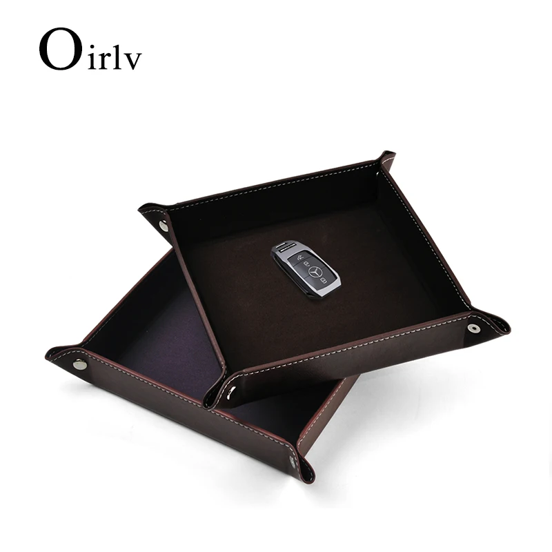 

Oirlv Leather Tray Jewelry Organizer Desktop Storage Tray For Jewelry Lipstick Keys Leather Cosmetic Box Foldable Leather Tray