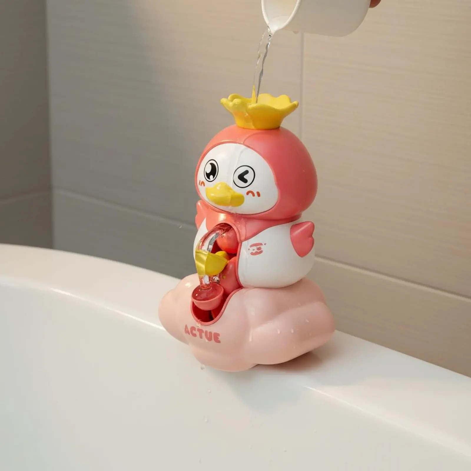 回転するアヒルのお風呂おもちゃ-カラフルなお風呂水車-アヒルの滑り台おもちゃ-幼児向けインタラクティブ教育玩具、バスルーム用