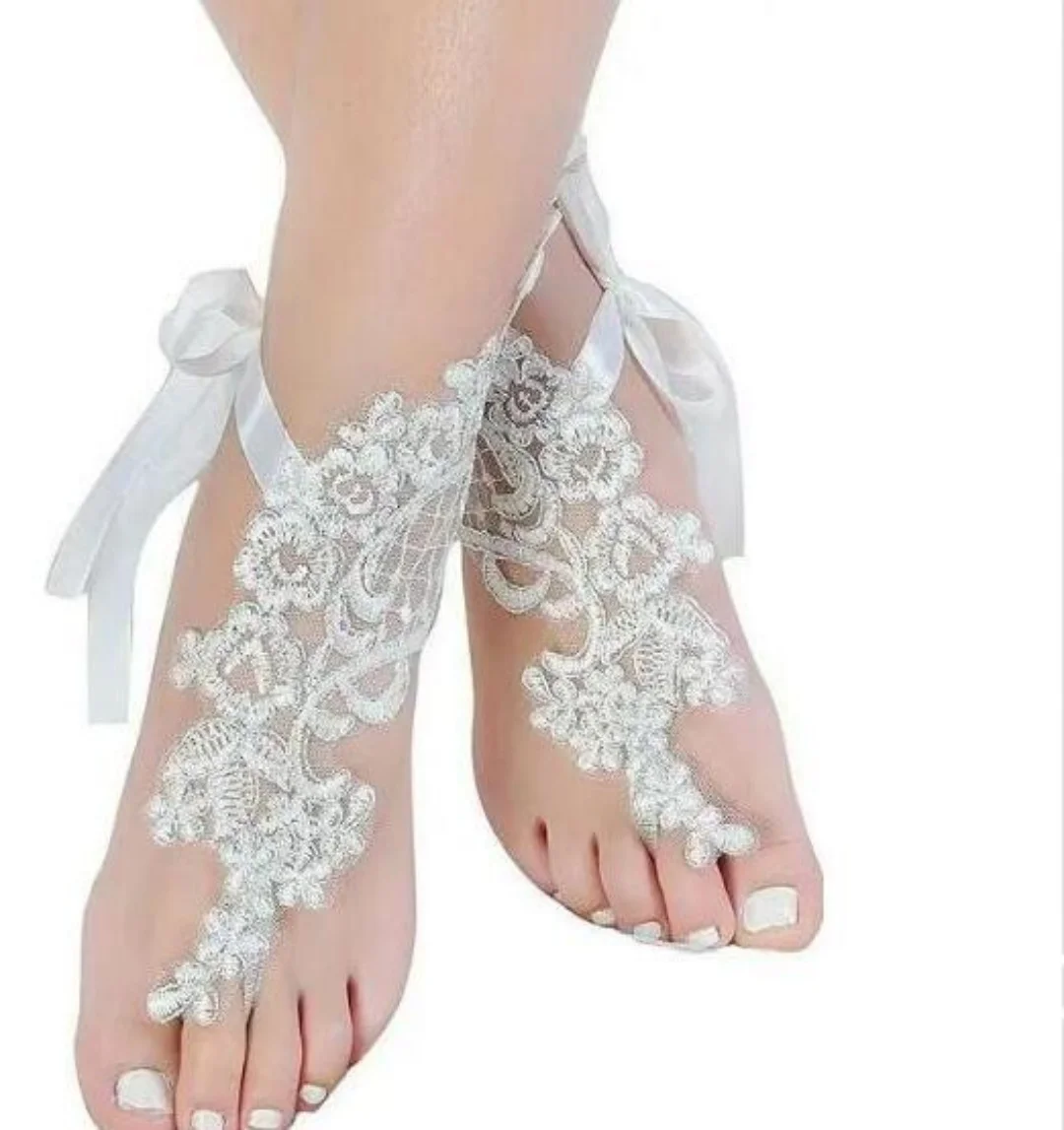 Scarpe da sposa in pizzo a buon mercato catene da sposa corte bianche per accessori da sposa per matrimonio in spiaggia spedizione gratuita