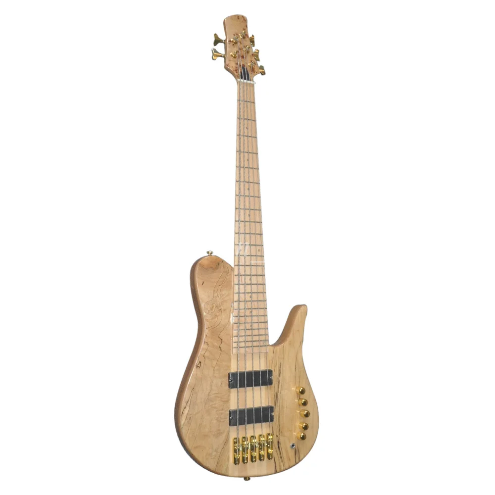 Flyoung 5 Strings Active Neck Through Body Electric Bass Guitar with Dot Inlay Maple Fretboard 24  Frets