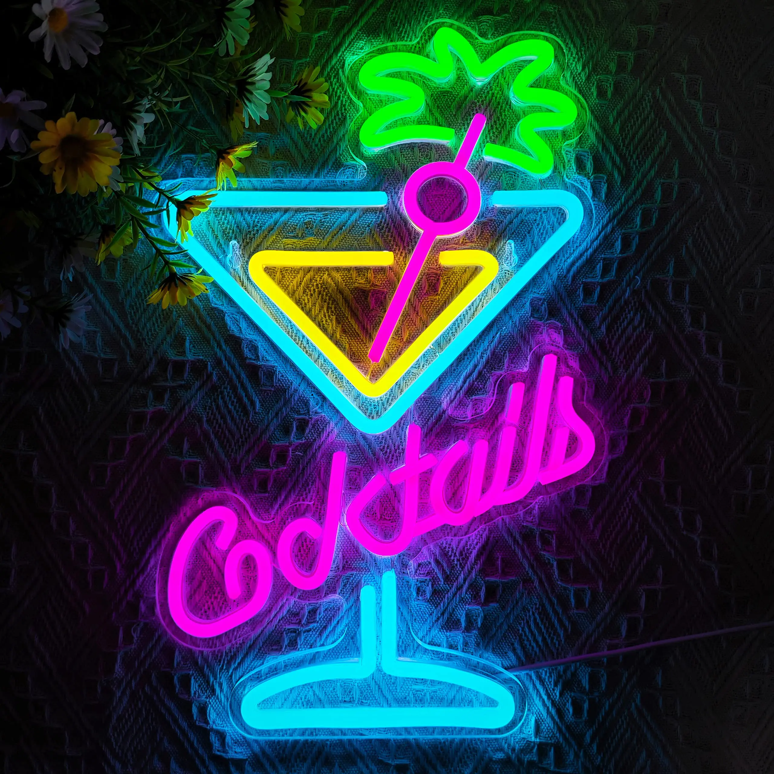 Cocktails LED Sign for Bar Party, Decoração estética, Sinais de néon, Loja Deco, Casamento, Aniversário, Clube, Venda de negócios, Publicidade