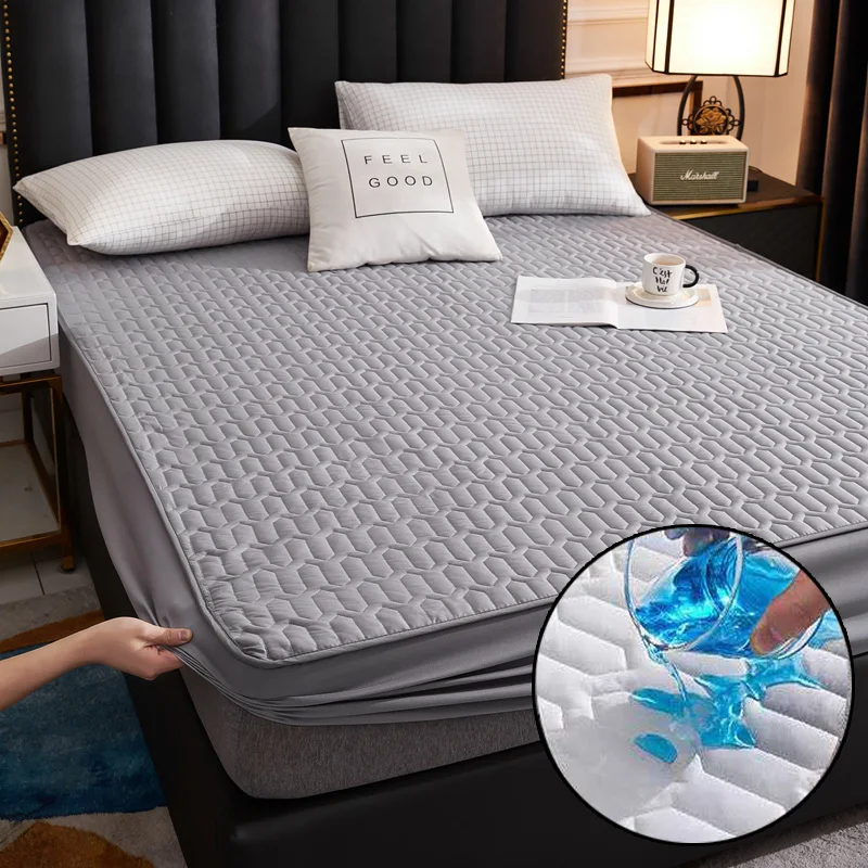 Home Waterproof Bed Cover Stretch Breathable Mattress Cover For Bedroom Living Room Cartoon Waterproof Mattress Protector160x200